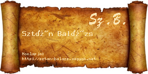 Sztán Balázs névjegykártya